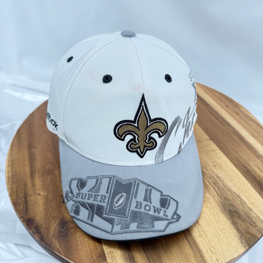 Reebok New Orleans Saints Mens OSFA White Nylon Super Bowl XLIV Champions Hat